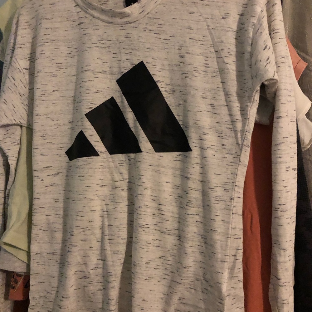 Adidas Gray Long Sleeve Shirt with Black Logo